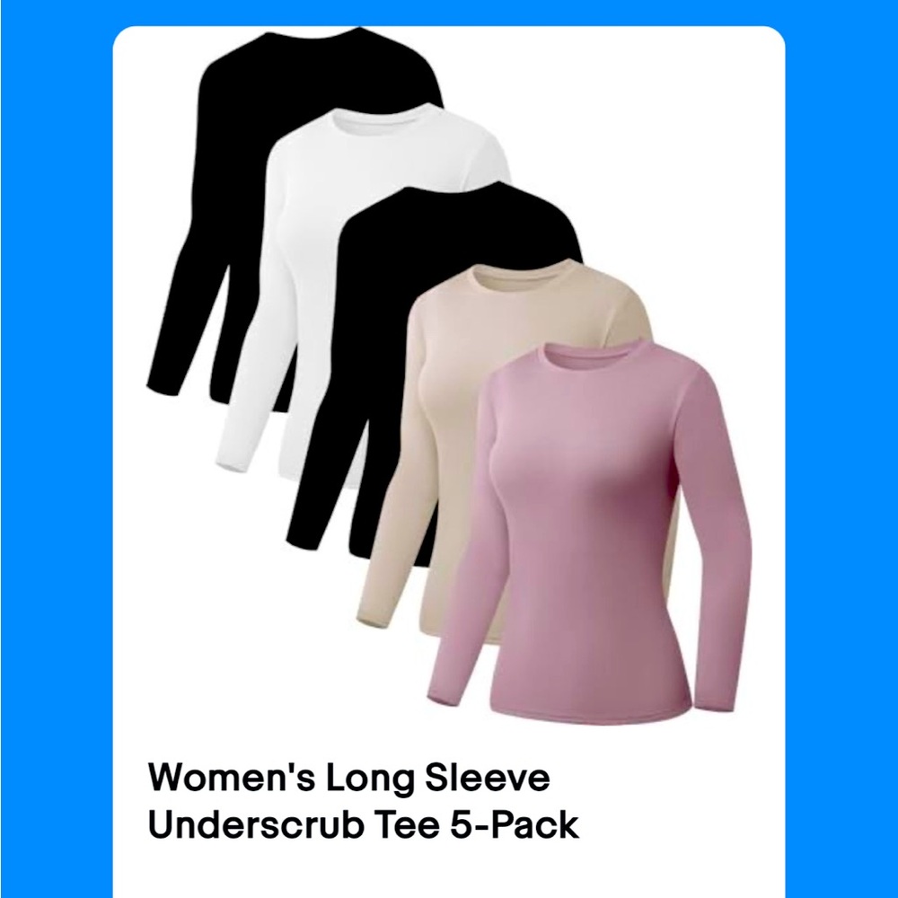 Women's Long Sleeve Underscrub Tee 5-Pack